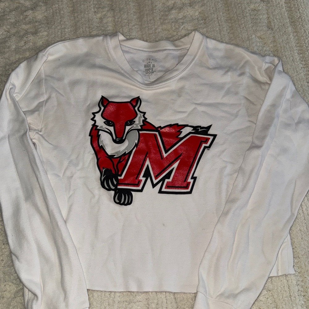 Marist University White Long Sleeve Shirt with Red Fox Graphic Marist College